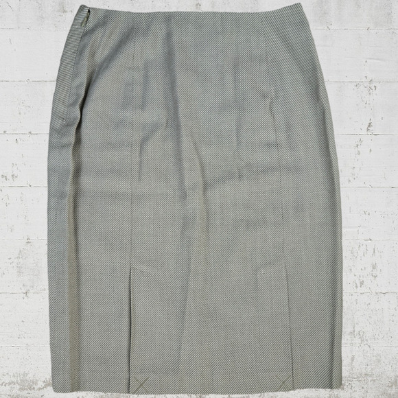 90s Vintage Drab Khaki Tweed Wool Ellen Tracy Deadstock Pencil Midi Skirt Size 6 - Picture 7 of 8